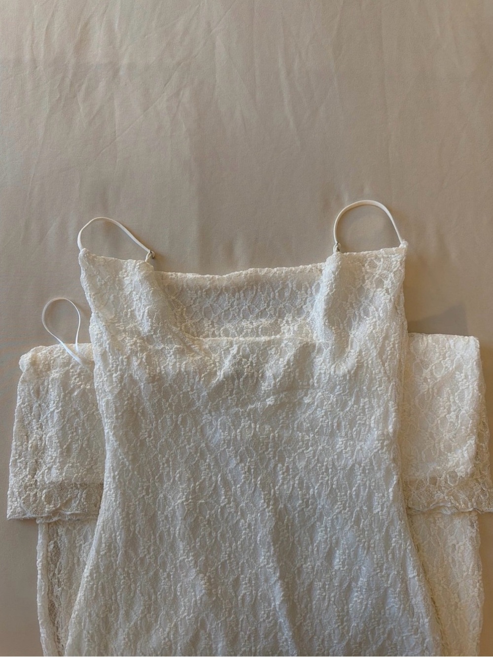 White Lace Spaghetti Strap Bodicon Maxi Dress